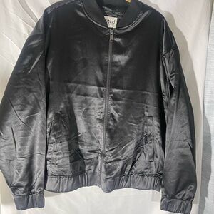 Black Satin Bomber Jacket